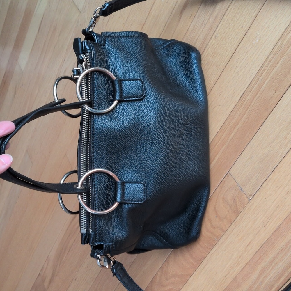 GUESS Los Angeles Black Pebbled Triple Entry Satchel Crossbody - Picture 12 of 12